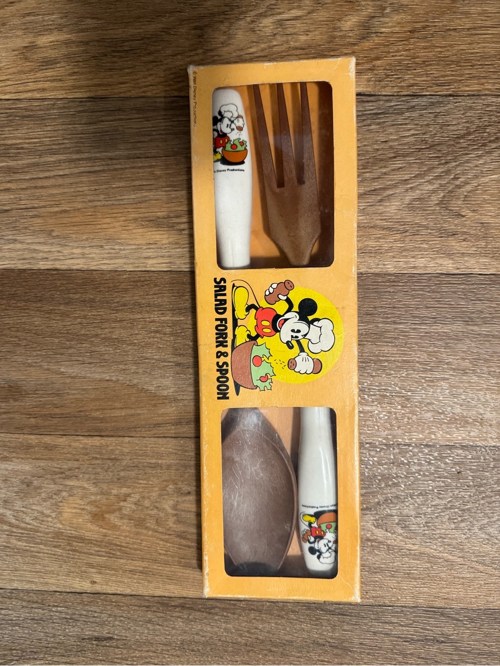 Mickey Mouse Orange Salad Fork & Spoon Set - White Handles Walt Disney